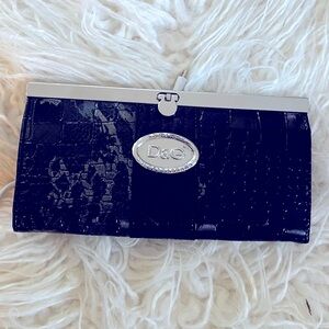 D&G Black Patent Crocodile Wallet